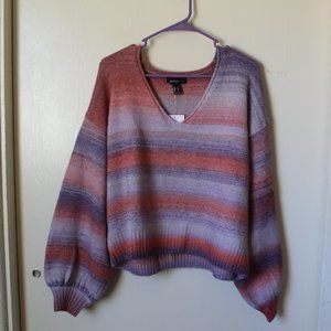 FOREVER 21 OVERSIZED PURPLE ORANGE OMBRE SWEATER